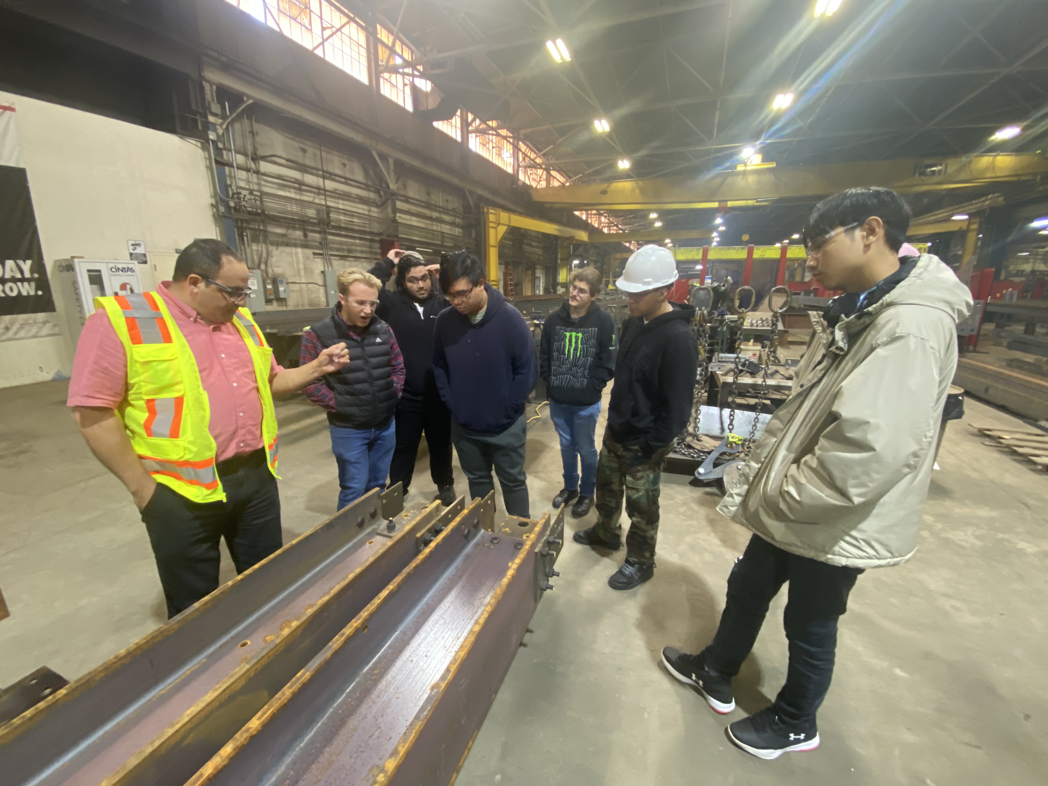 University of Hartford students observe during a tour at United Steel, Inc.